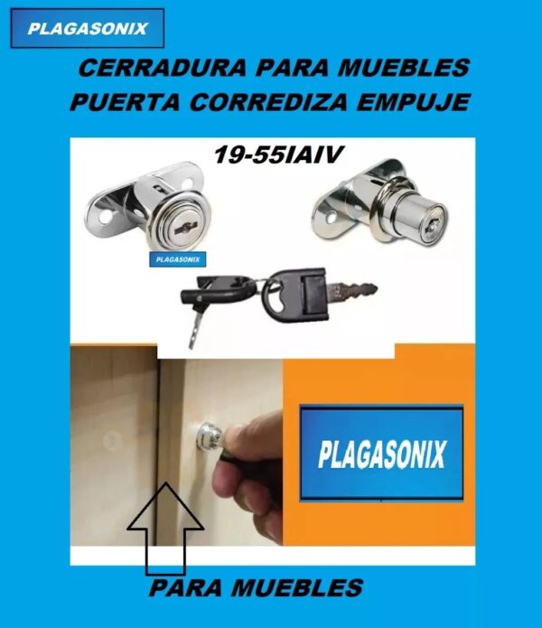 Cerradura Mueble De Empuje Corrediza Kit 5 Unid. Perno Largo - Image 6