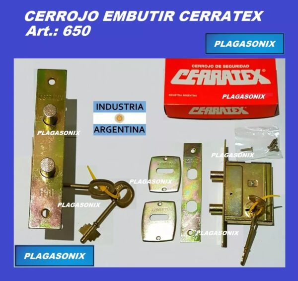 Kit 4 Cerrojos Embutir Doble Paleta Hermanados CERRATEX 650 - Image 5
