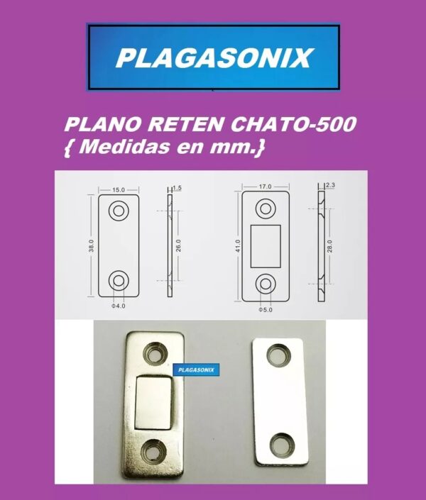 Reten Magnetico Muebles Alacenas Metalico Chato-500 X 10unid - Image 2