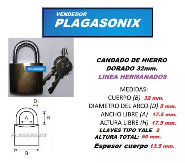 6 Candados Hierro Dorado 30mm Hermanados Igual Combinacion - Image 2