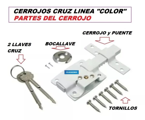 Cerrojo Llave Cruz Color Blanco O Negro Reforzado - Image 8