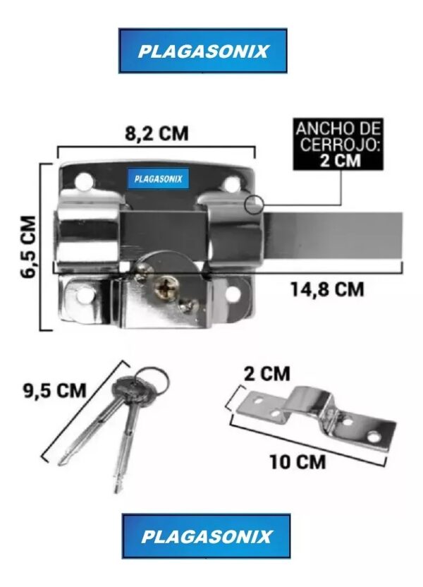 Cerrojo Pasador Llave Cruz Reforzado Premium MODELO B-198 - Image 2