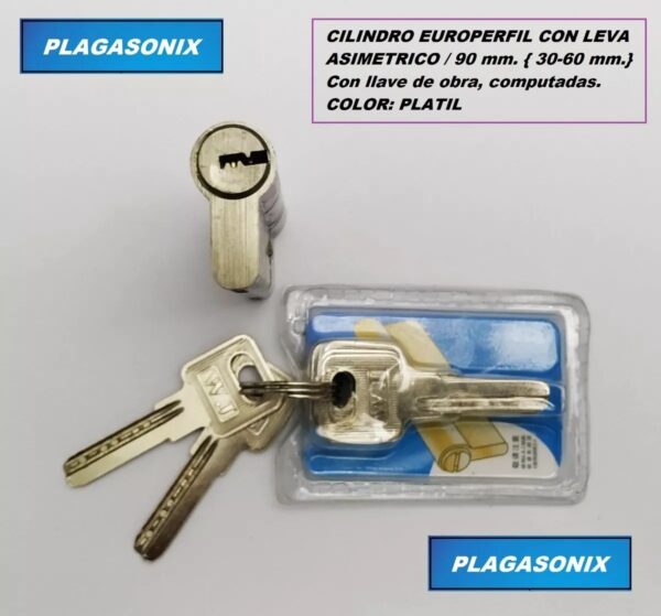 Cilindro Europerfil 90mm. Asimetrico 60/30 Leva  Llave Obra - Image 5