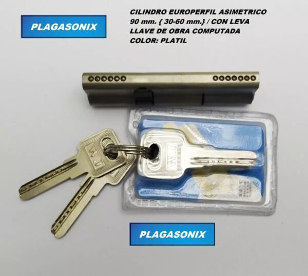 Cilindro Europerfil 90mm. Asimetrico 60/30 Leva  Llave Obra - Image 6