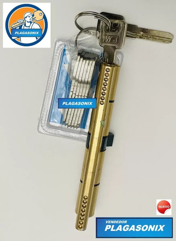 Cilindro Europerfil 120mm. 60+60 Dorado Con Llave Obra Leva - Image 6