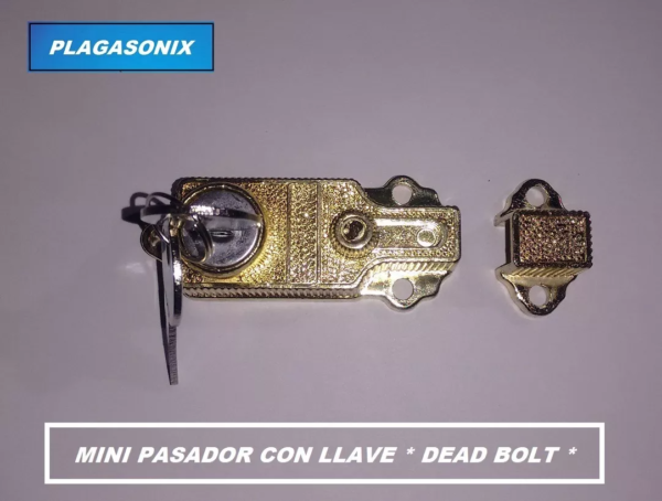Cerrojo De Arrimar Mini Con Llave Dorado Pasador - Image 4