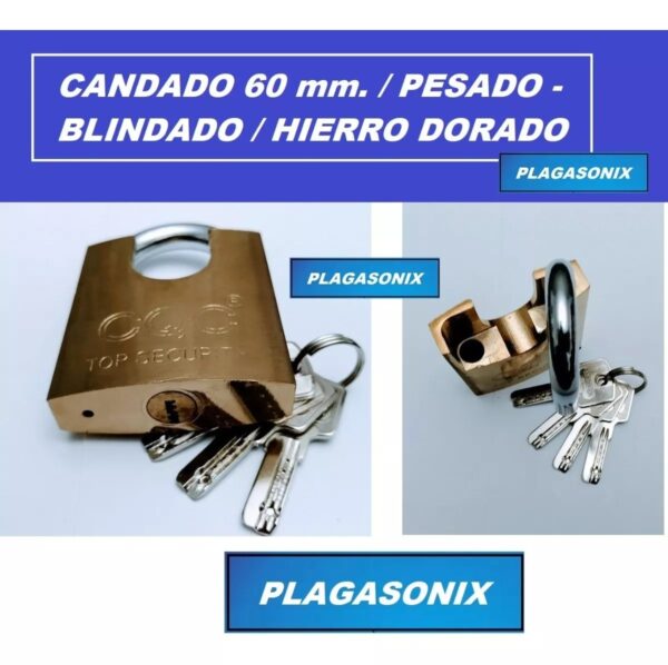 Candado Blindado 60mm 4 Llaves D/t. Hierro Dorado 6 Unidades - Image 4