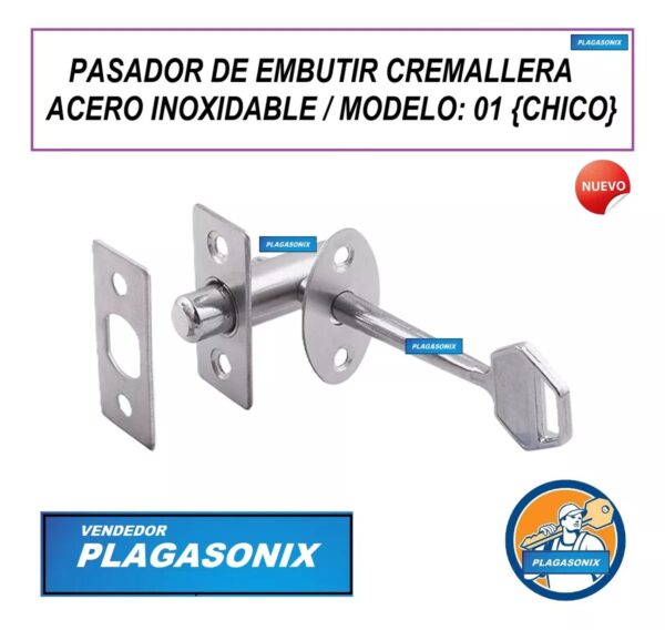 Pasador Embutir Cremallera Chico 01 Acero Inox. Kit 5 Unidades - Image 6