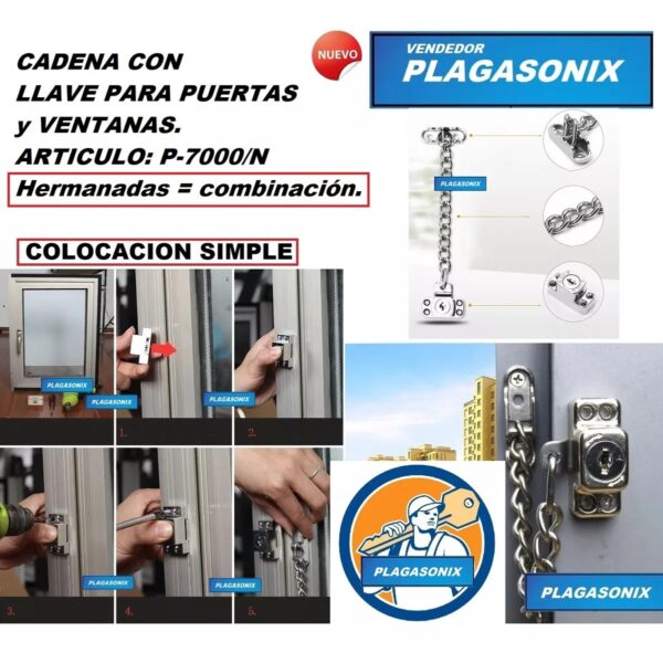 Cadena Vigilante Cerradura Llaves Puertas P-7000/n Liviana H - Image 4