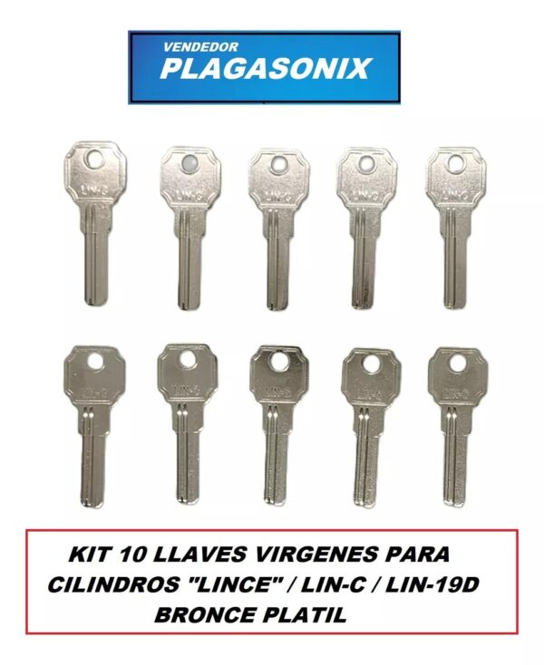 10 Llaves Virgenes Bronce Para Cilindros Lince Lin-19d/lin-c - Image 2