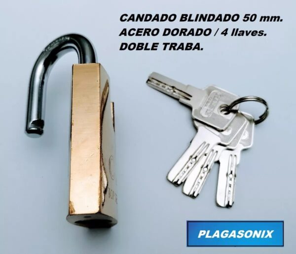 Candado Blindado 50mm 4 Llaves D/t Hierro Dorado 6 Unidades - Image 6