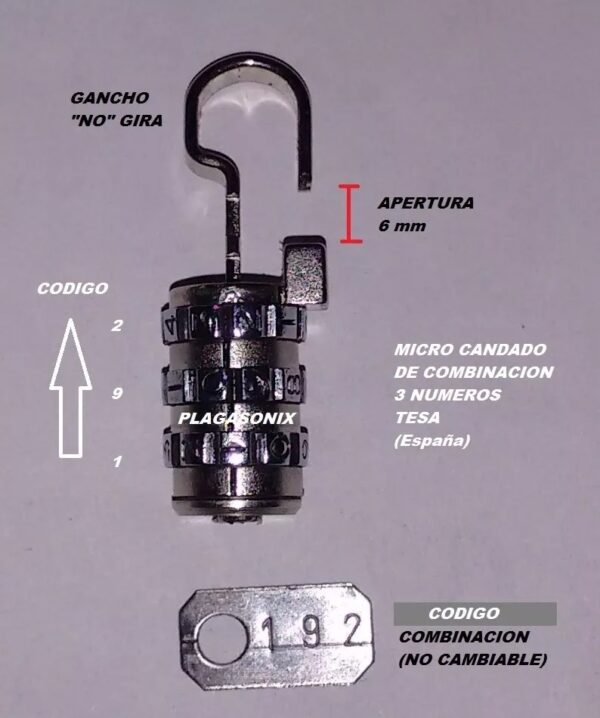 Candado De Combinacion Valijas Mini Tesa España Exclusivo - Image 4