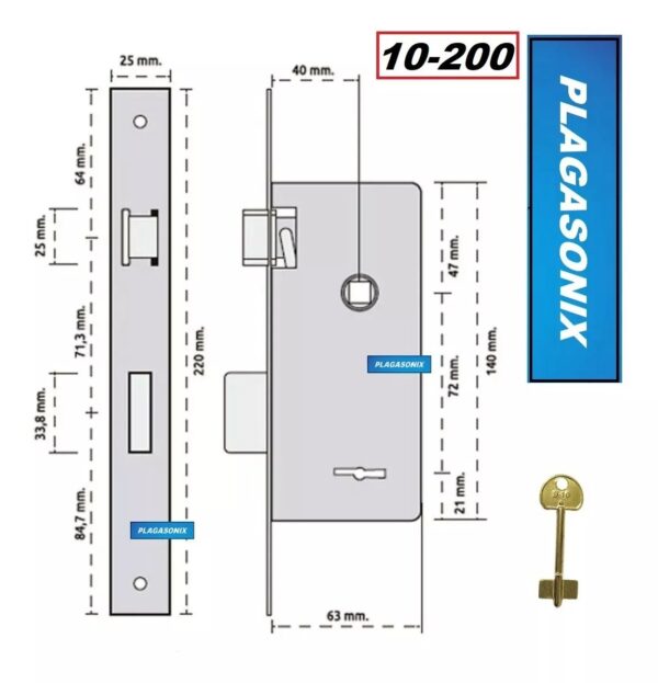 Cerradura Embutir 10200 Compatible Prive 200 Trabex 6624 - Image 2
