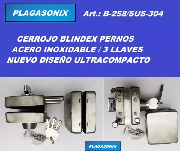 Cerrojo Cerradura Puerta Vidrio Blindex Antipanico B-258 - Image 4