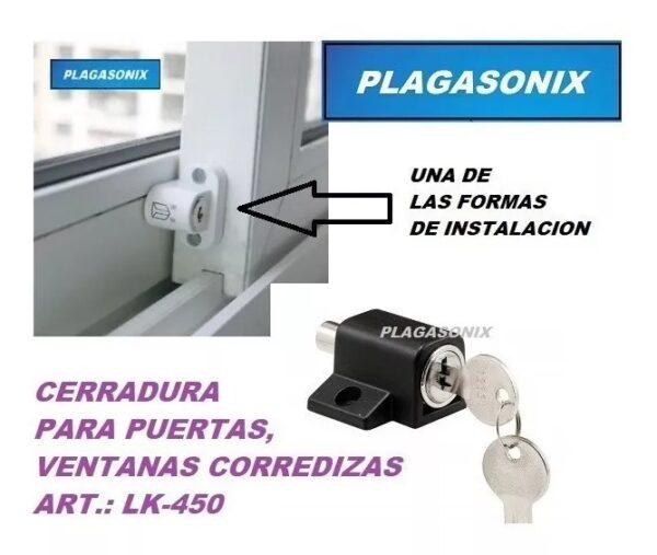 Kit 10 Cerradura Puerta Corrediza Ventana Llave Lk-450 Negra - Image 5