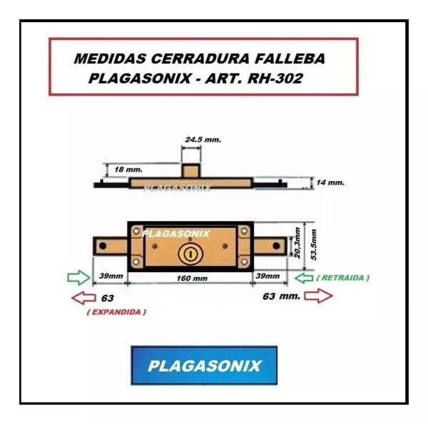 Cerradura Falleba Cortina Persiana Metalica Comercio Rh-302 - Image 2