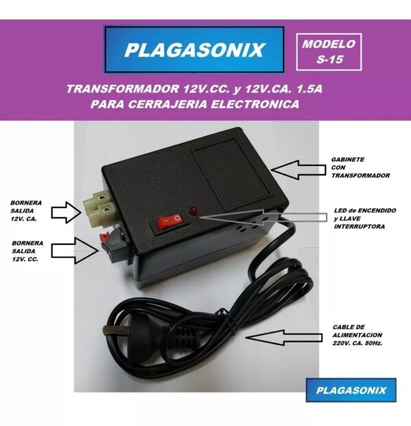 Transformador Para Cerraduras Salidas 12v.cc Y 12v.ca 1.5a - Image 5