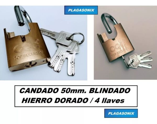 Candado Blindado 50mm 4 Llaves D/t Hierro Dorado 6 Unidades - Image 7