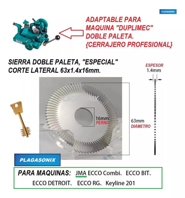 Sierra Duplimec Doble Pal. Jma Raise 63x1.4x16 Corte Lateral - Image 2