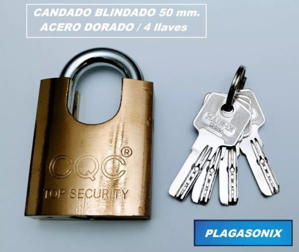 Candado Blindado 50mm 4 Llaves D/t Hierro Dorado 6 Unidades - Image 8