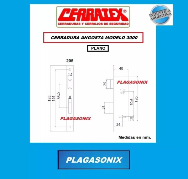 Kit 2 Cerraduras de embutir CERRATEX 3000 Hermanadas igual combinacion - Image 2