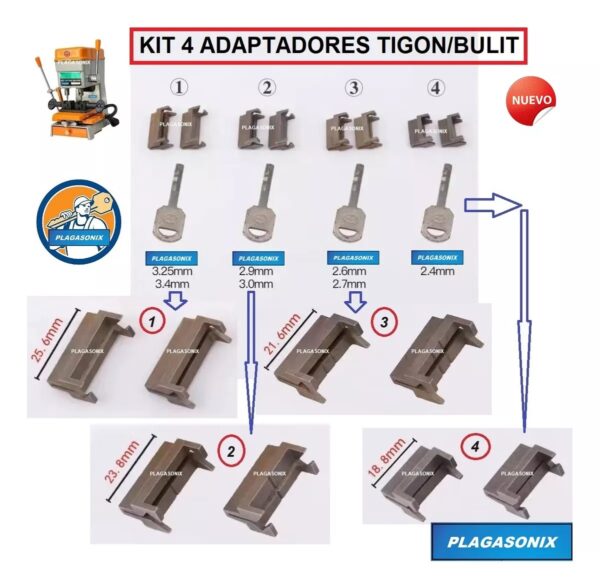 Kit 4 Adaptadores Tipo Bulit Para 368/a + 10 Llaves Abl-1 - Image 2