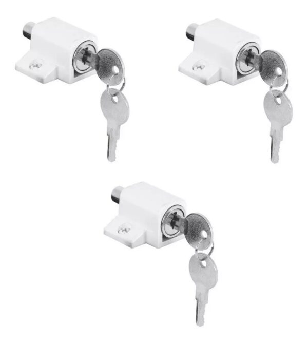 Cerradura Puerta Ventana Corrediza Lk-450 Blanca Kit X 3 Uni