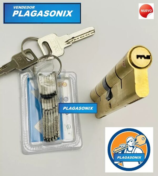Cilindro Europerfil 120mm. 60+60 Dorado Con Llave Obra Leva - Image 3