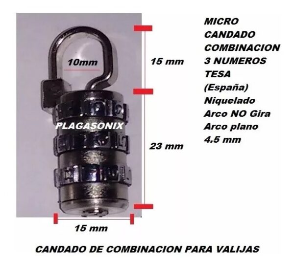 Candado De Combinacion Valijas Mini Tesa España Exclusivo - Image 2