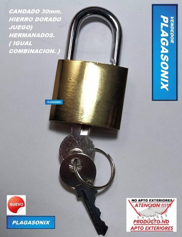 6 Candados Hierro Dorado 30mm Hermanados Igual Combinacion - Image 6