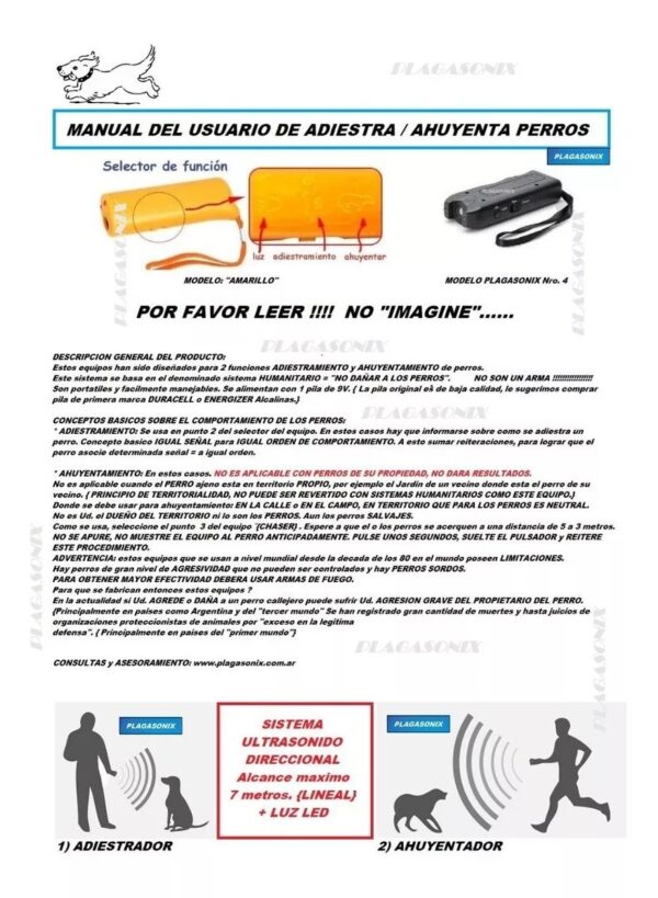 Espanta Adiestra Perros Ultrasonido Portatil 9v. Plagasonix - Image 3