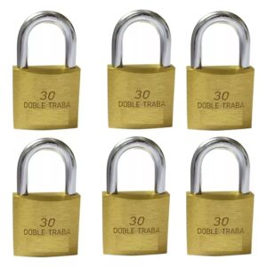 Candados Bronce 30mm Mayorista 6 Unidades Pesados 2 Llaves