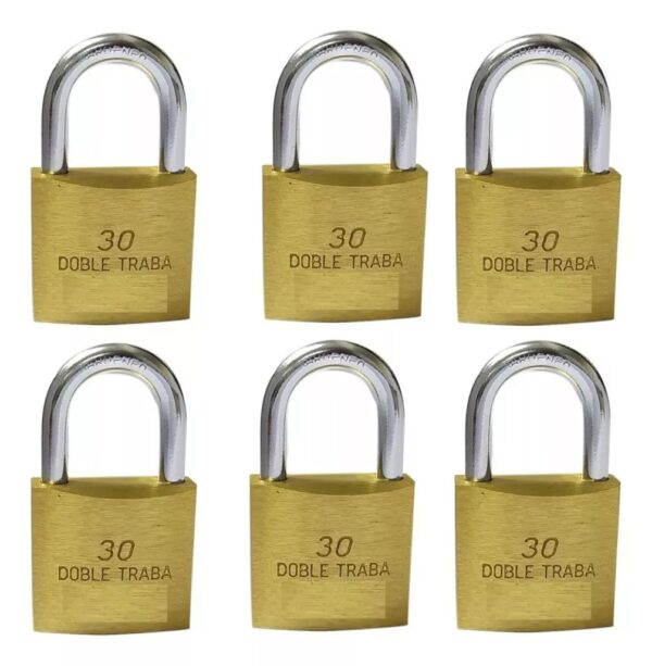 Candados Bronce 30mm Mayorista 6 Unidades Pesados 2 Llaves