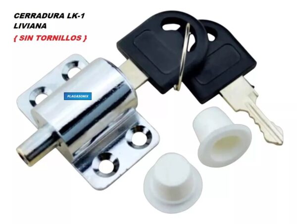 Cerradura Puerta Ventana Corrediza Lk-1 Niquelada Liviana - Image 3