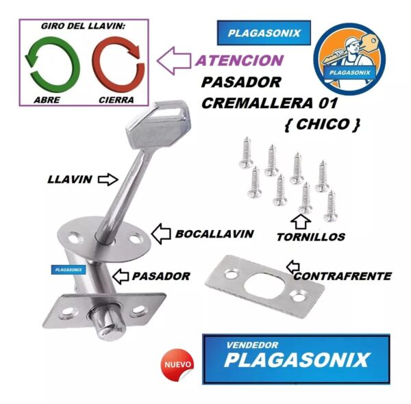 Pasador Embutir Cremallera Chico 01 Acero Inox. Kit 5 Unidades - Image 4