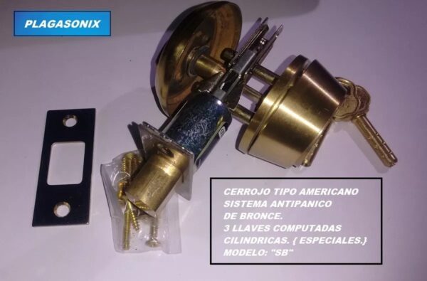 Cerrojo Embutir Tipo Americano Antipanico Computado  Sb  Dor. Producto Exclusivo Plagasonix De Bronce - Image 4