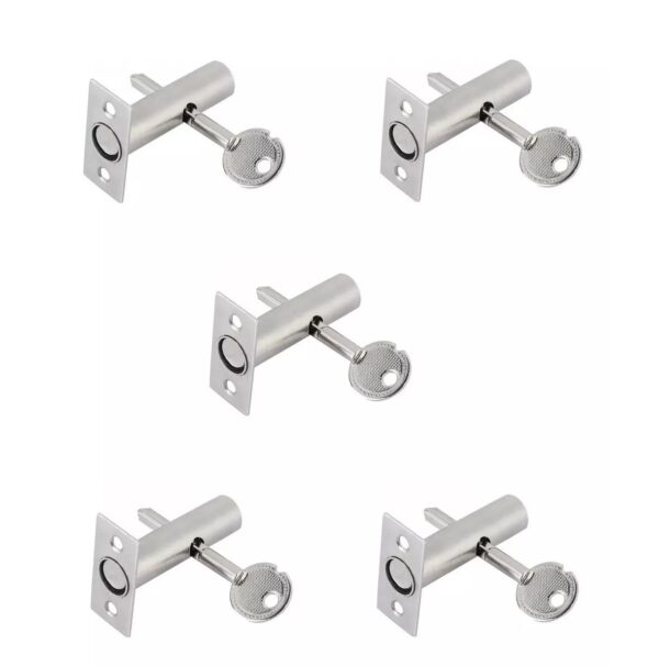Pasador Embutir Cremallera Largo 02 Acero Inox Kit 5 Unidad