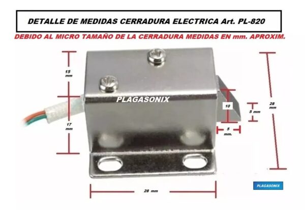 Cerradura Electrica Mini 12vcc Induccion Solenoide Pl820 - Image 5