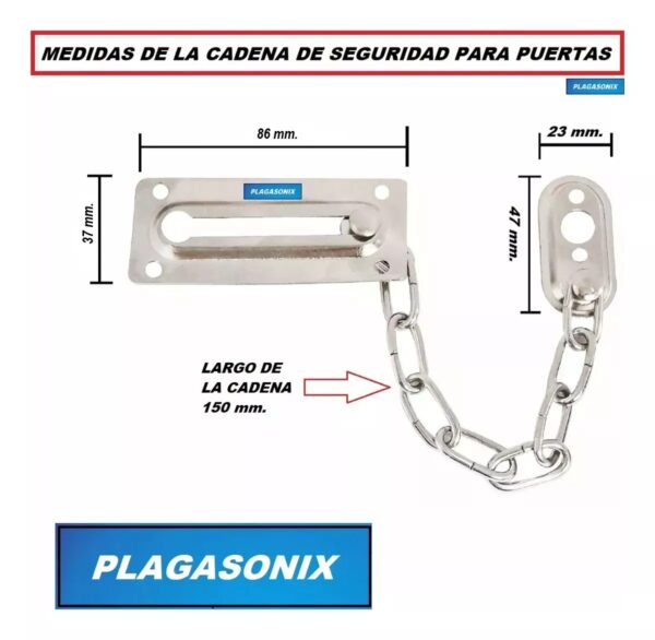 Pasador Cadena De Seguridad Puertas Niquelado  X 5 Unidades - Image 2