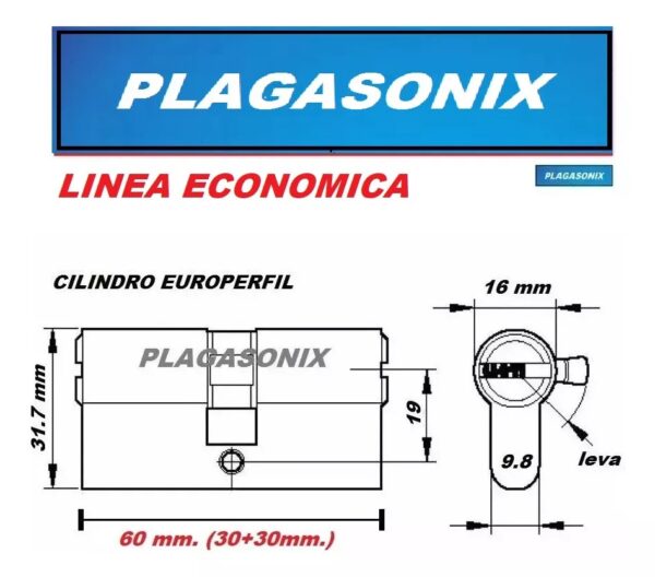 Cilindro Europerfil 60mm Simetrico 3 Llaves, Kit 5 unidades - Image 2