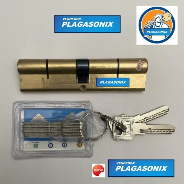 Cilindro Europerfil 120mm. 60+60 Dorado Con Llave Obra Leva - Image 4