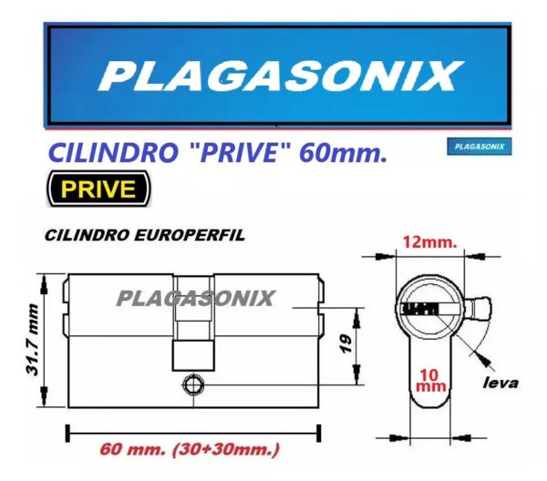Cilindro Europerfil 60mm Simetrico Leva Multipunto 5 Llaves - Image 2