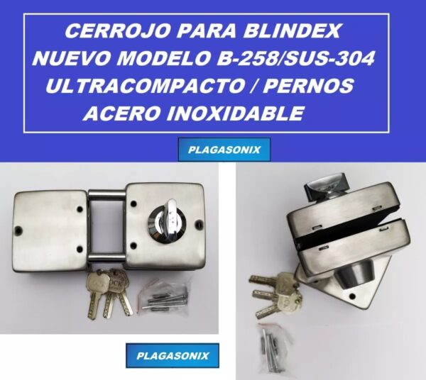 Cerrojo Cerradura Puerta Vidrio Blindex Antipanico B-258 - Image 7