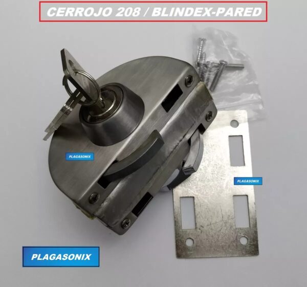 Cerrojo Cerradura Puerta Blindex A Pared B-208 Perilla Llave - Image 4