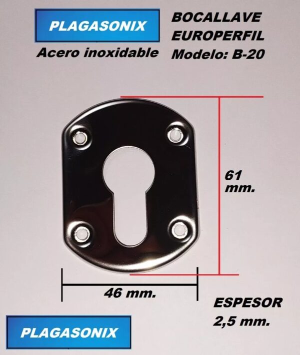 Bocallaves Europerfil Ancho B-20 Acero Inox. Par Kit X 10 - Image 2
