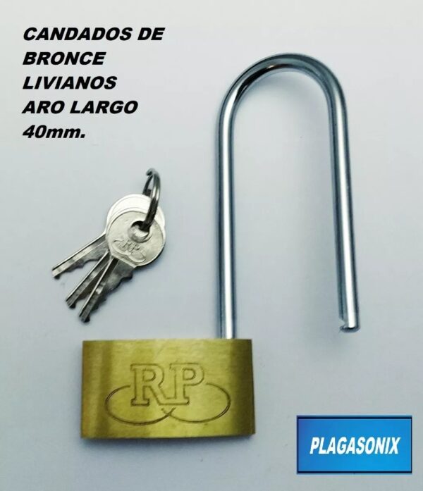 Candados De Bronce Liviano 40mm Aro Largo 12 Unid. 3 Llaves - Image 3