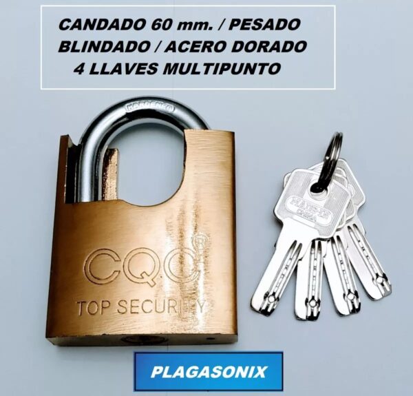 Candado Blindado 60mm 4 Llaves D/t. Hierro Dorado 6 Unidades - Image 7