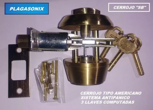 Cerrojo Embutir Tipo Americano Antipanico Computado  Sb  Dor. Producto Exclusivo Plagasonix De Bronce - Image 5