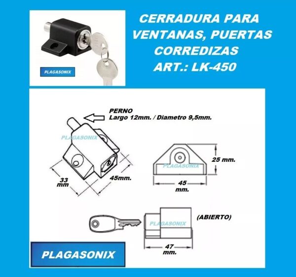 Cerradura Puerta Ventana Corrediza Lk-450 Blanca Kit X 2 Uni - Image 2