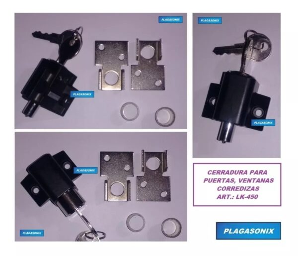 Kit 5 Cerradura Puerta Corrediza Ventana Llave Lk450 Negras - Image 3